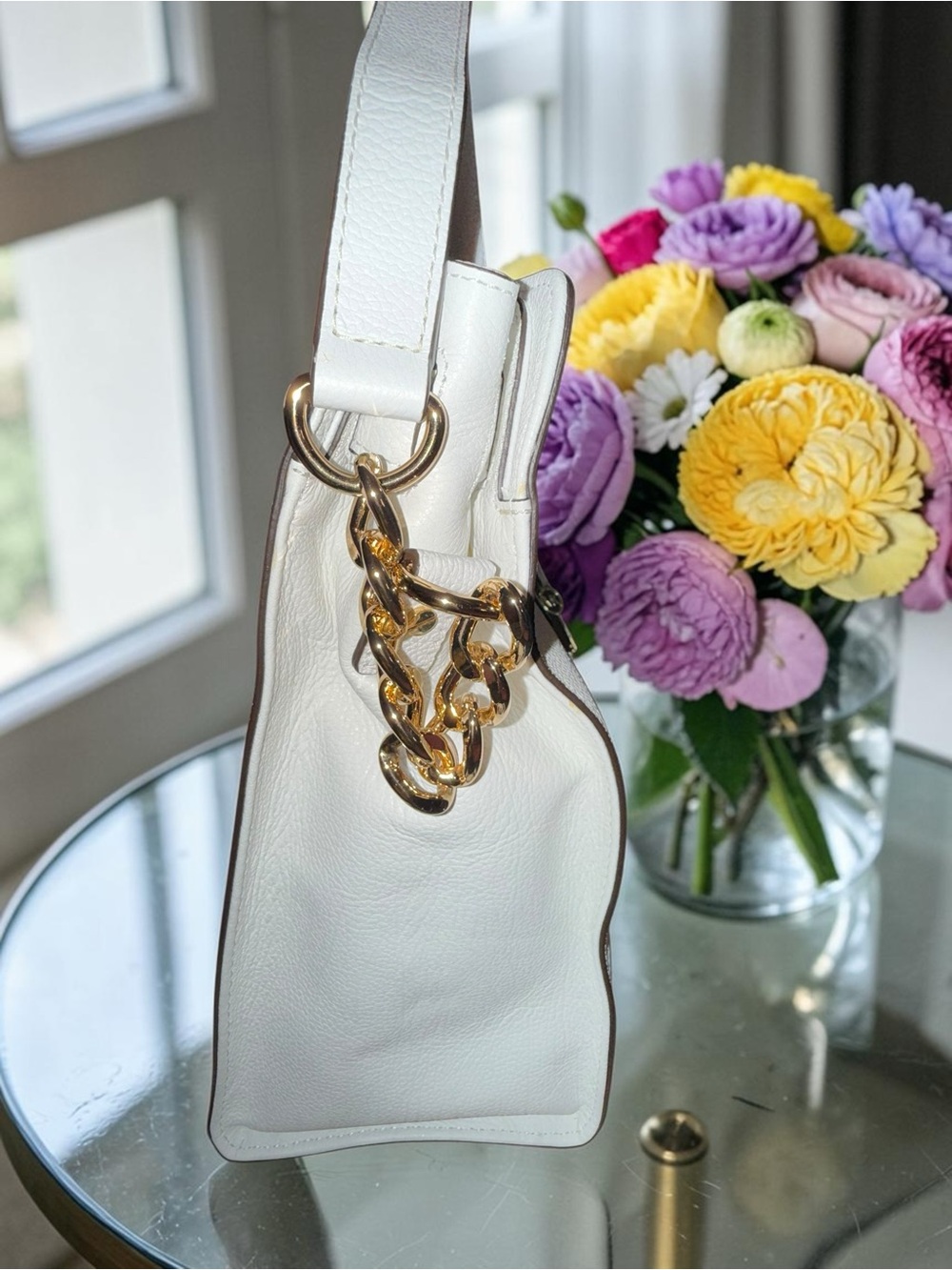 Michael Kors White and Blue Ombre Leather Tote with dustbag and Pom Pom NWOT - Picture 12 of 15